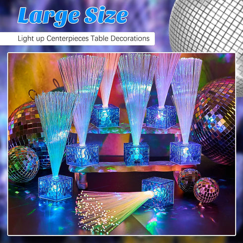 Decorations(9 Inch,Clear) Amylove Mini Fiber Optic Lamp Bulk LED Light Color Changing Table Centerpiece Glow in The