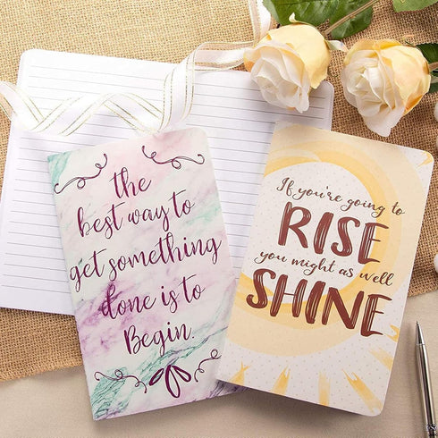 Paper Junkie 8 Pack Inspirational Notebooks, 5x8 Lined Journals with Motivational Quotes for Women, Students, Gifts
