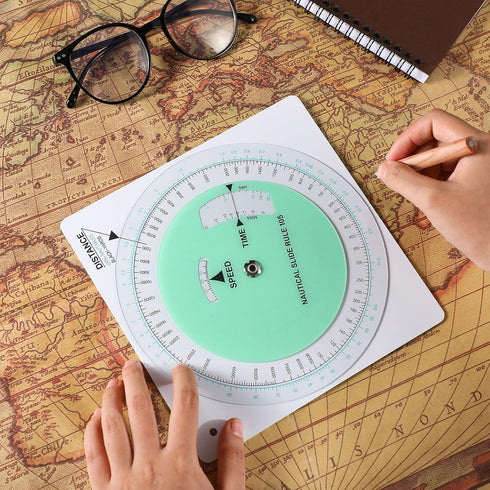 Saypacck Marine Navigation Slide Rule Nautical Plotter Protractor Ship Navigation Tools Course Plotter Divider