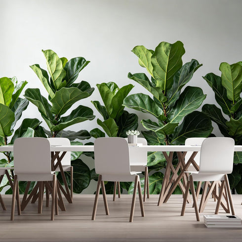Agglomerix Custom Size Wall Murals Fiddle Leaf Fig Botanical Green Leaves Minimalist SelfAdhesive Wall Fabric Removable