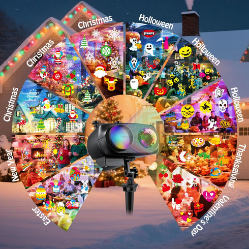 MUTONGANAN 10 Slides/80 Patterns/10 Christmas Projector Lights Outdoor Decorations, Holiday Projector Lights with Ocean