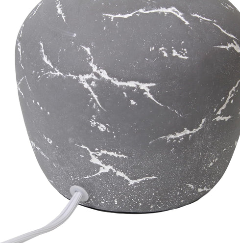 LT1170-GRY 12.4" Simple Designs Chic Glow Rounded Marble Inspired Concrete Table Lamp with Fabric Shade, Bedroom