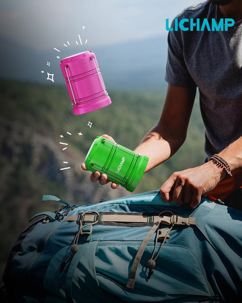 4 Pack A4PK Lichamp LED Camping Lanterns, Battery Powered Camping Lights LED Collapsible Flashlight Portable Emergency