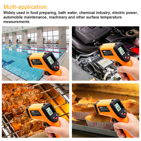 Digital Infrared Thermometer Tool Gun with Adjustable Emissivity Non-Contact Laser Temperature Gun for Cooking
