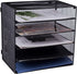 EASEPRES 5 Slot Mesh Desk Organizer Tray, File Paper Letter Folder Holder for Office Home School Classroom, Black, 2