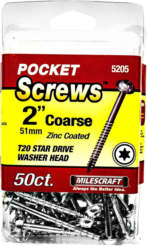 Milescraft 5205 Wood Pocket Hole Screws - #7 x 2" Washer Head with Coarse Thread (50pc.)