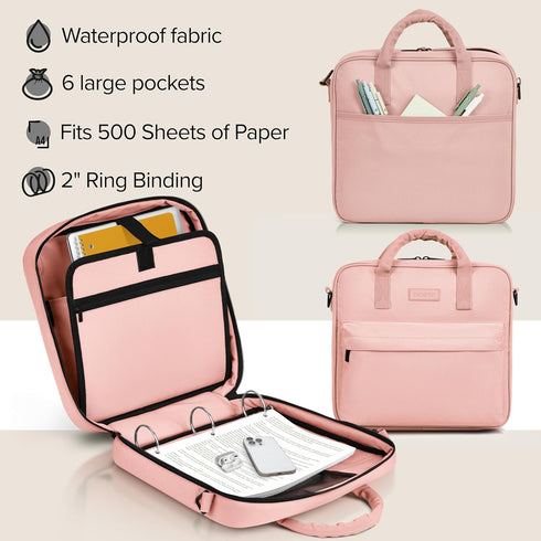 Sturdy 3 Ring Zipper Binder with Shoulder Strap for School - Beautiful 2 Inch Zip Up Binder with Extra Pockets Holds 500 Sheets, Books & Laptop - Easy to Carry Binder Made of Durable Premium Fabrics by ZICOTO