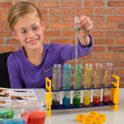 Steve Spangler's Large Plastic Test Tubes & Rack, Includes 6 Bottles and 1 Rack