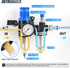 TAILONZ PNEUMATIC 1/4 Inch NPT AFC2000 Air Filter Pressure Regulator Kit, 0-145 Psi, 5 Micron