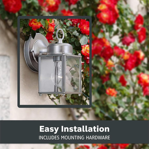8 Inch 1161-PW DESIGNERS FOUNTAIN Preston Outdoor Light Fixture, Exterior Wall Lantern Sconce for Front Door, Patio