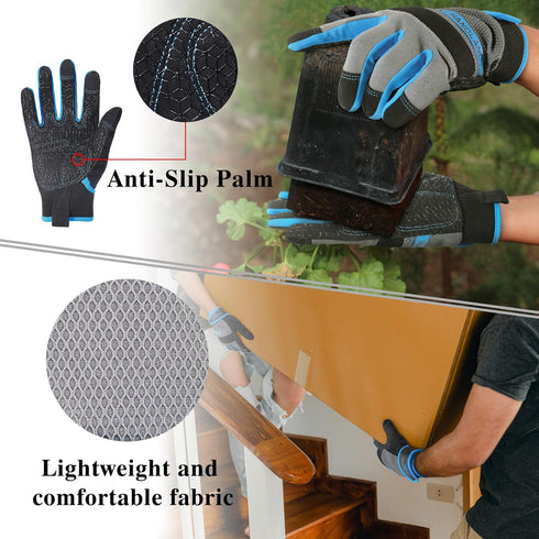 HANDLANDY Grip Work Gloves for Men and Women, Safety Utility Yard Working Gloves, Touch Screen
