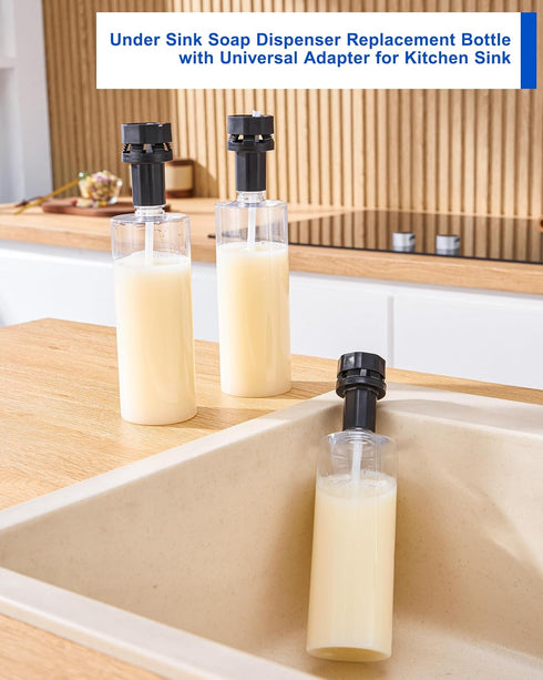 Updated Soap Dispenser Bottle for Kitchen Sink Replacement - 500ML/17oz, Confirm Adapter Maximum Connection Size