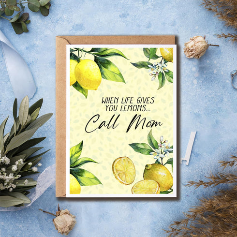 ZoZi9xDesigns When Life Gives You Lemons Call Mom - Lemon New Baby - Mothers Day Card - Mother Birthday Card - Baby