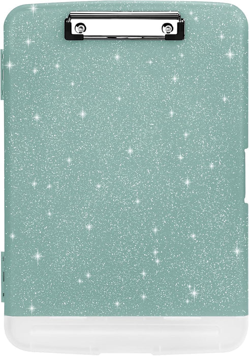Glitter Clipboard with Storage, A4 Binder Clip Boards 8.5x11 with Low Profile Clip, Side Opening for Office Supplies
