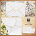 Teling 100 Pack 5 x 7 Envelope Invitations | Ice White | A7 V Flap Envelopes with Gold Border for Bridal Shower, Wedding