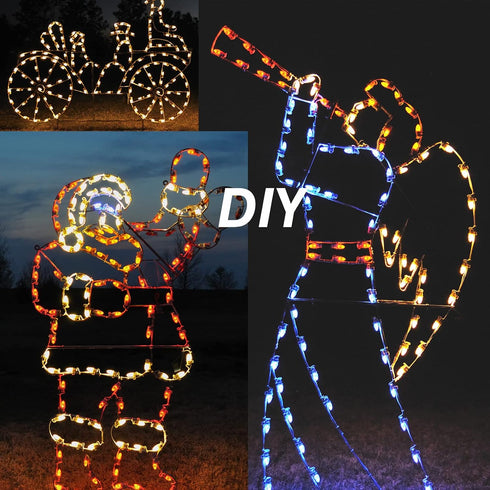 50FT C9 E17 12" C9 Set Light String Christmas Stringer, Light Sockets Spacing, Stringer Black Outdoor String Light