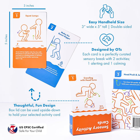 60 30 3 5 Harkla Sensory Activity Cards Therapist-Designed Brain Breaks for Kids | Double-Sided x Cards | No-Prep Self