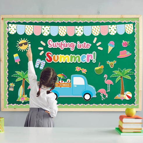 Summer Bulletin Board Decorations - Summer Truck Classroom Bulletin Board Border, Tropical Surfing into Summer Paper