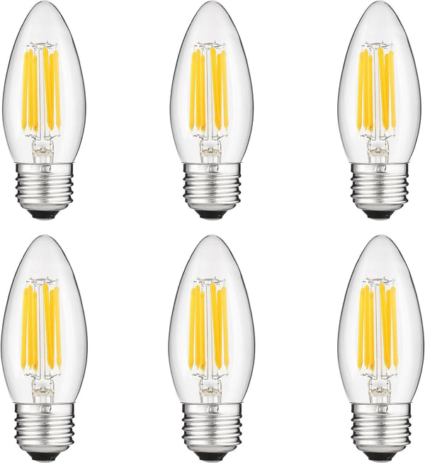 Sunlite LED Filament B11 Torpedo Chandelier Light Bulb, 5.5 Watts (60W Equivalent),