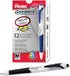 Pentel GlideWrite Ballpoint Pens, Bulk Pack of 12 BLACK Ink Pens, 1.0mm Retractable Barrel Design