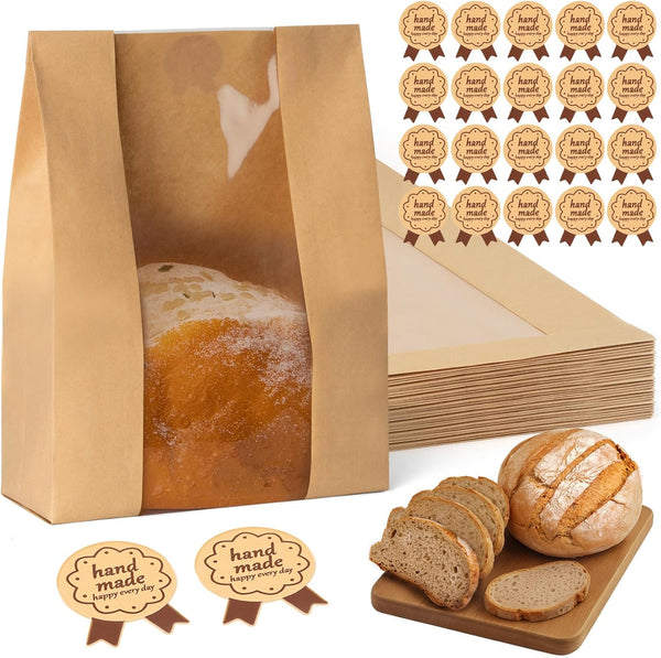 FUNFERY 30 Pcs Sourdough Bread Bags for Home Made Bread Sourdough,Large Paper