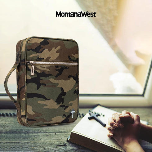 Montana West Bible Covers - Leather Bookmark Carrying Case for Women Men, Protective Church Bag with Zippered Pocket