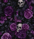 Black Purple Wallpaper Peel and Stick, Dark Floral Skull Contact Paper 17.5"