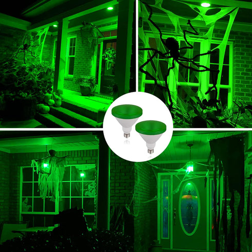 Par38 Green Light Bulb, 15W (100W Equivalent) E26 Green Flood Lights, 2 Pack for Party Decoration, Porch, Holiday