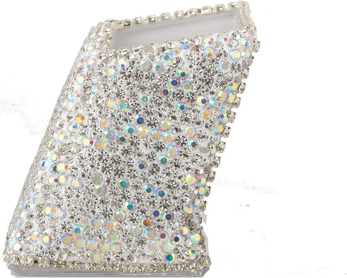 TISHAA Bling Business Card Holder Stand, Luxury Display Pocket Case for Office Desk Organizer with White Crystal