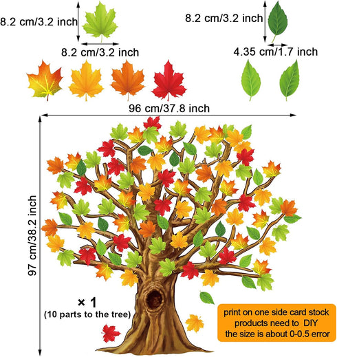Gersoniel 90 Pieces Classroom Tree Bulletin Board Set, Fall Tree Decoration with Conversation Heart Leaves Cutouts