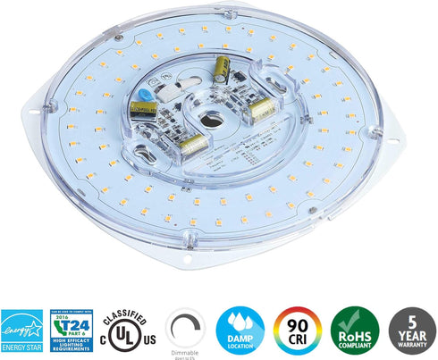7" 8.39" 28W 2200LM, 3000K CRI90+, Dimmable UL/ES/JA8 LED Light Engine - Overall, Warm White, Retrofit Kit for Ceiling