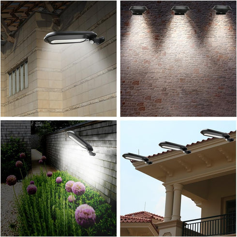 Solar Motion Sensor Gutter Lights, Waterproof, Wireless, 18 LED 600 Lumen Outdoor Security Lights for Garden, Fence