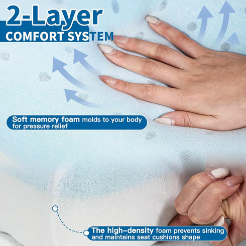 Tailbone Seat Cushion for Pain Relief, Extra Thick & Ventilated Office Chair Cushion with Non-Slip Cover, Memory Foam