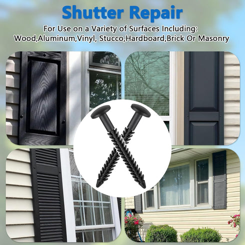 GlowGeek 62 Pack Vinyl Shutter Fasteners for Windows Outside, Plastic Shutter Screws Exterior Window Shutter Pin Pegs