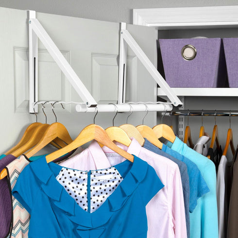 HOLDN’ STORAGE Foldable Over The Door Hanger Rack for Hanging Towels, Coats & Clothes - Hooks for Bedroom, Washroom,