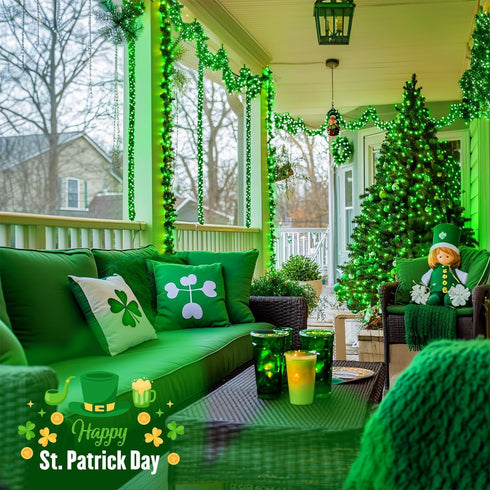 600 168Ft 8 JMEXSUSS LED Green St Patricks Day String Lights, Clear Wire Christmas Lights for Indoor Outdoor Tree Yard