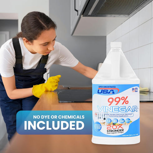Super Concentrated USA (99 Pure Vinegar - Industrial Cleaning Vinegar One Gallon)