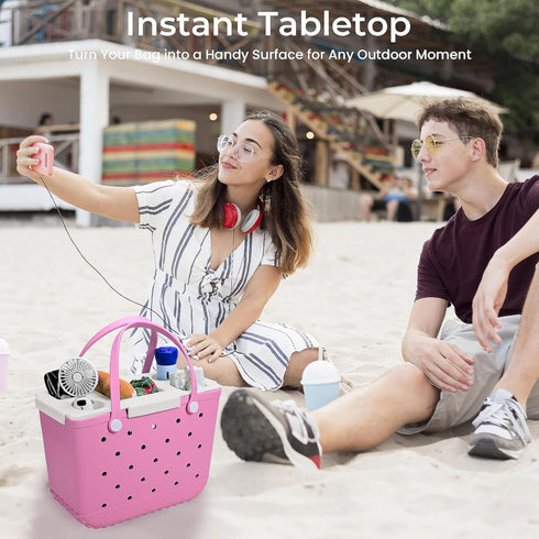 ZYTONGMAO Tote Topper Tray Accessories for Tote Bogg Bag Large Waterproof EVA Table Top Organizer Lid with Cup Holder