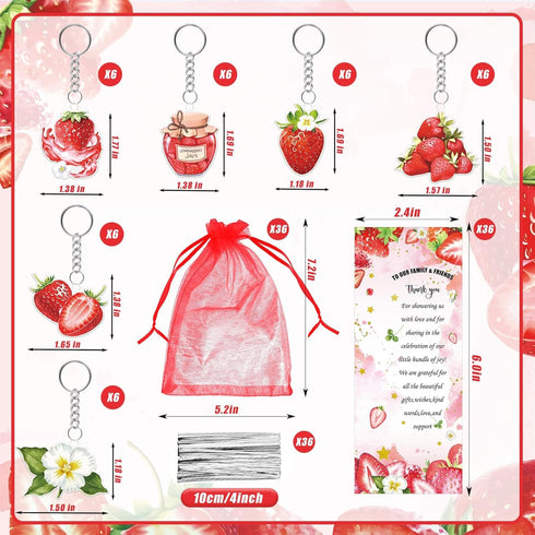 YLOLUL 180 Pcs Strawberry Baby Shower Gifts for Guest A Berry Sweet Baby is On the Way Party Favors Retractable