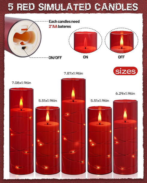 5 11-Key 24-Hour Da by Flameless Candle Light, Battery Candle with recessed String Light, flameless Candles with Remote