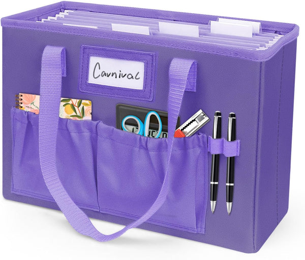 Desktop File Organizer Box, Collapsible Hanging Filing Box, Home Office Document Storage Organizer with Front Pocket