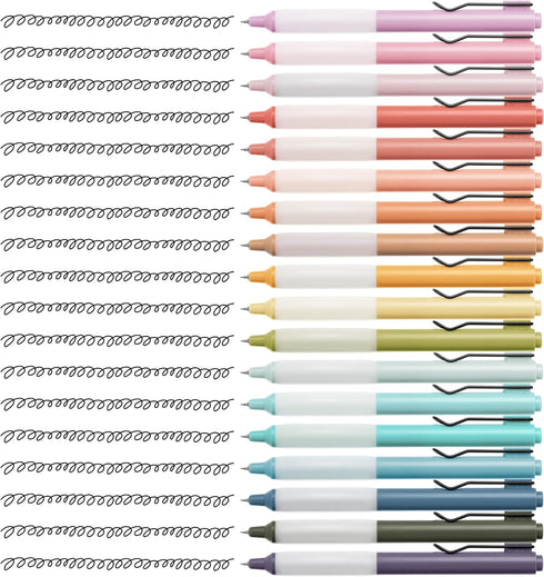 Mr. Pen Retractable Gel Pens, 18 Pack, Fine Point 0.5mm Black Ink, Vintage & Pastel Barrels, Aesthetic Pens for