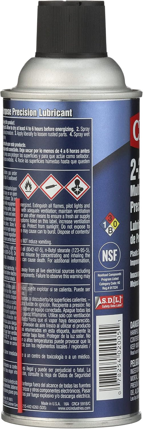2-26 02005 11 oz, 360 CRC Multi-Purpose Precision Lubricant - wt Plastic Safe Aerosol w/ Degree Spray Valve | Improves