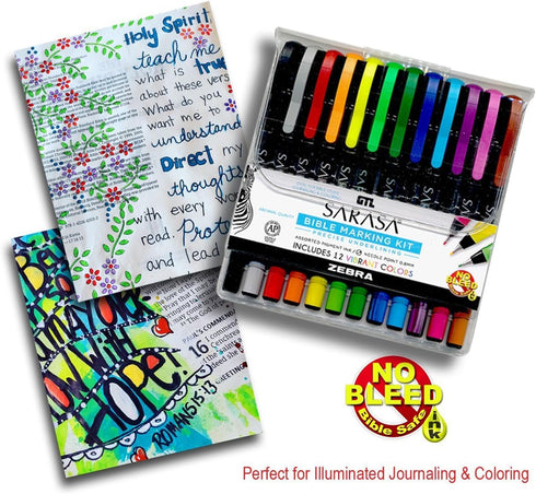 Zebra Sarasa Fineliner Bible Marking Kit - Set of 12