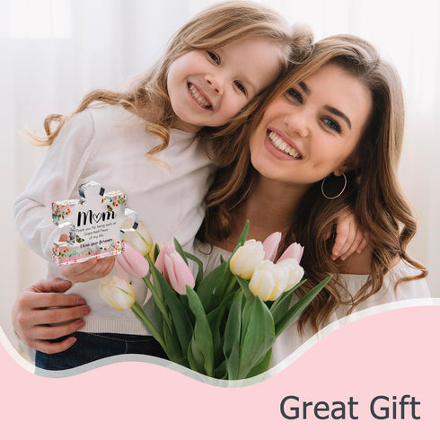 VELENTI Gifts for Mom - Cute Engraved Acrylic Block Puzzles Piece - Adorable Mom Gift from Son, Daughter - Fun