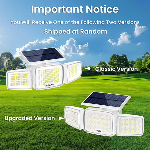 3 270 IP65 3 (2 Packs) White Solar Security Light Outdoor Super Bright LED, Motion Sensor Flood Light, Heads Wide