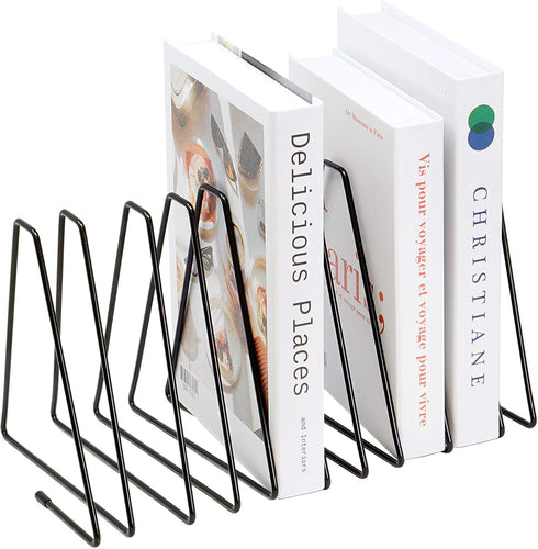CAXXA 10 Slots Triangle Bookshelf - Black Metal Wire File Sorter Magazine Holder Document Holder