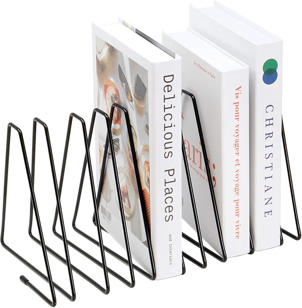 CAXXA 10 Slots Triangle Bookshelf - Black Metal Wire File Sorter Magazine Holder Document Holder