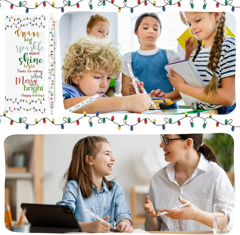 60 Sets 0.7 mm Lightbulb Yexiya Christmas Mechanical Pencils Automatic Click Pencils Erasers Thank You Card Classroom