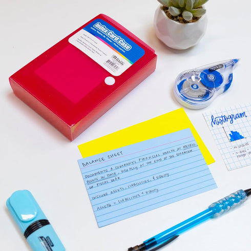 5 3"x5" 100-Card 6-Pack BAZIC PRODUCTS Index Card Case with Tab Dividers Durable Plastic Flash Card Organizer